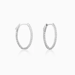 Silver Enchanted Eve Oval Hoops