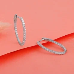 Silver Enchanted Eve Oval Hoops