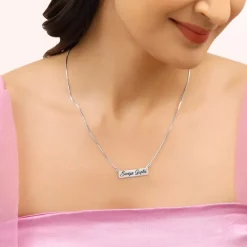 Silver Engraved Pendant with Box Chain
