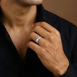 Silver Eterna Edge Band For Him
