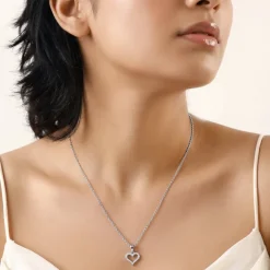 Silver Eternal Heart Pendant with Link Chain