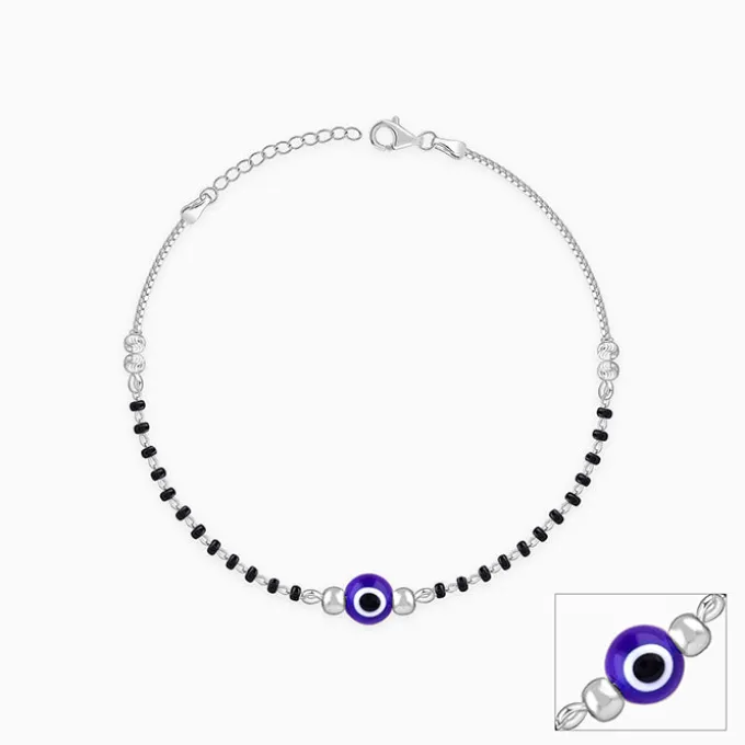 Silver Evil Eye Anklet