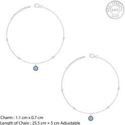 Silver Evil Eye Charm Anklet