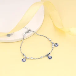 Silver Evil Eye Charm Bracelet