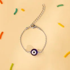 Silver Evil Eye Cutie Kids Anklet