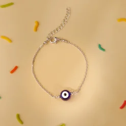 Silver Evil Eye Cutie Kids Anklet