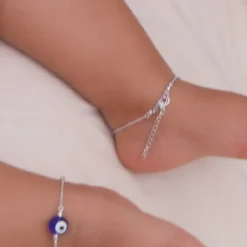 Silver Evil Eye Cutie Kids Anklet