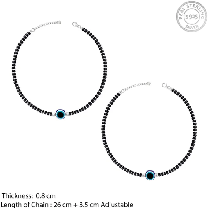 Silver Evil Eye Protection Anklet