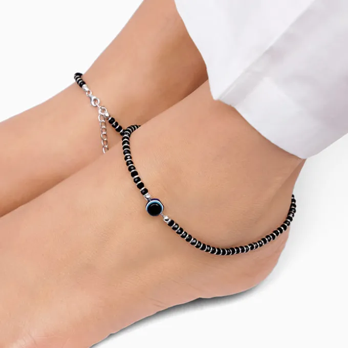 Silver Evil Eye Protection Anklet