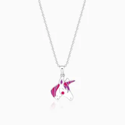 Silver Fairy Unicorn Kids Pendant With Link Chain