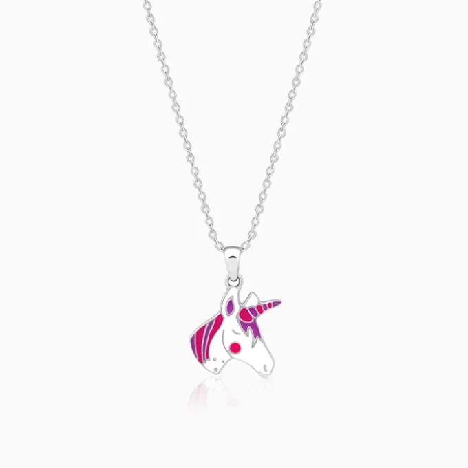 Silver Fairy Unicorn Kids Pendant With Link Chain
