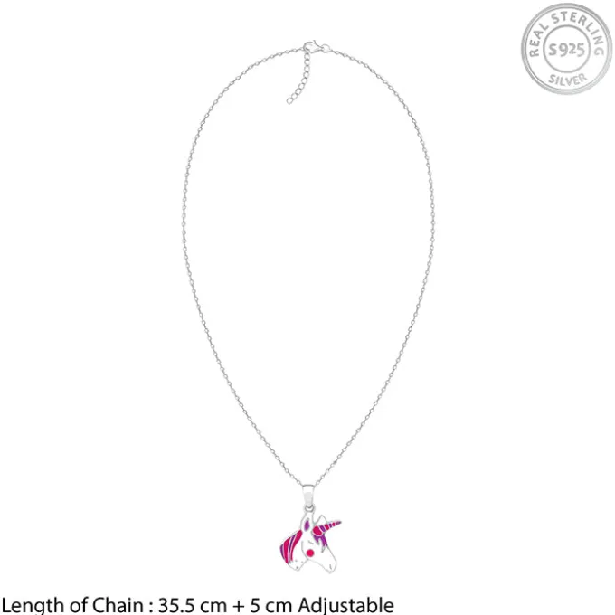 Silver Fairy Unicorn Kids Pendant With Link Chain
