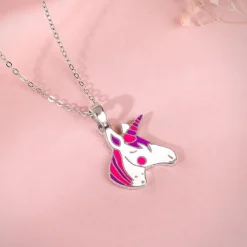 Silver Fairy Unicorn Kids Pendant With Link Chain