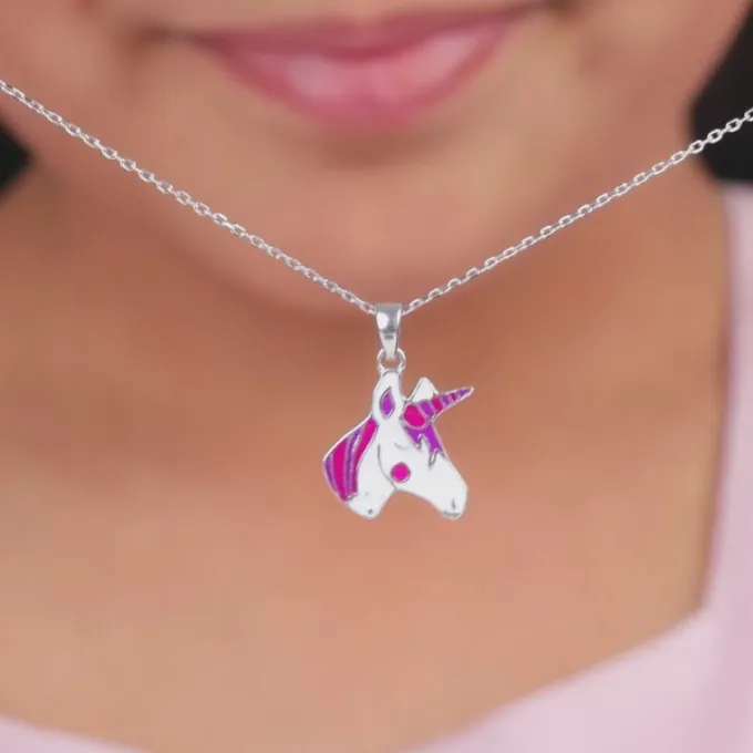 Silver Fairy Unicorn Kids Pendant With Link Chain