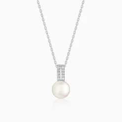 Silver Fall Pearl Pendant With Link Chain