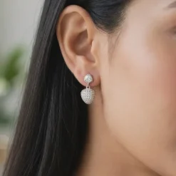 Silver Falling Heart Earrings