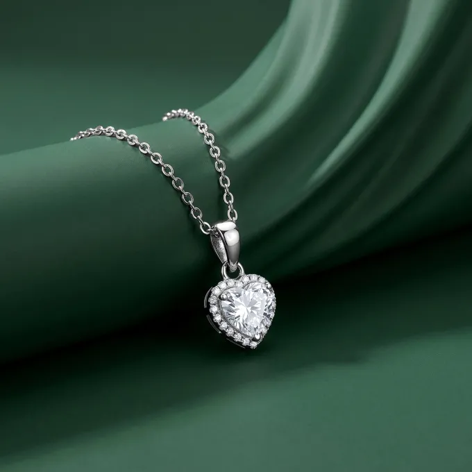 Silver Fancy Heart Pendant With Link Chain