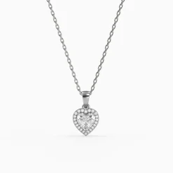 Silver Fancy Heart Pendant With Link Chain