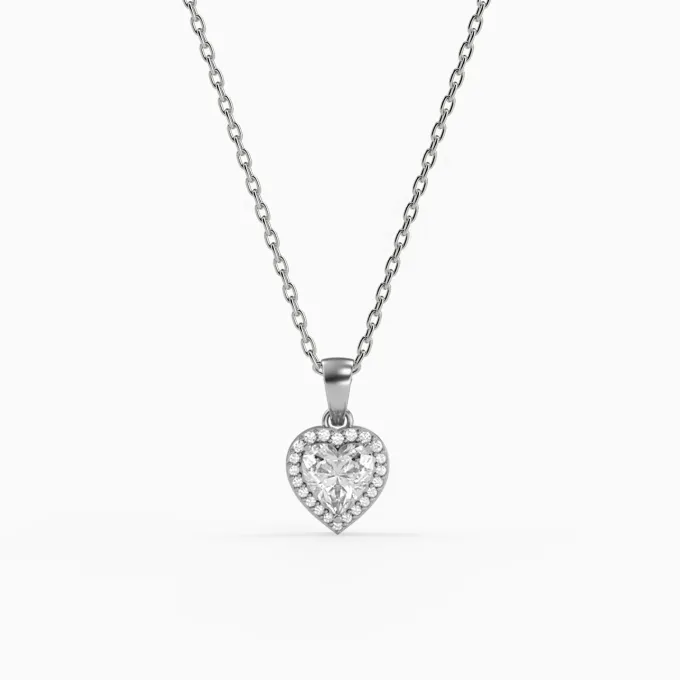 Silver Fancy Heart Pendant With Link Chain