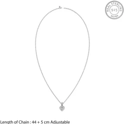 Silver Fancy Heart Pendant With Link Chain