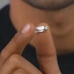 Silver Fibonacci Flow Ring For Him