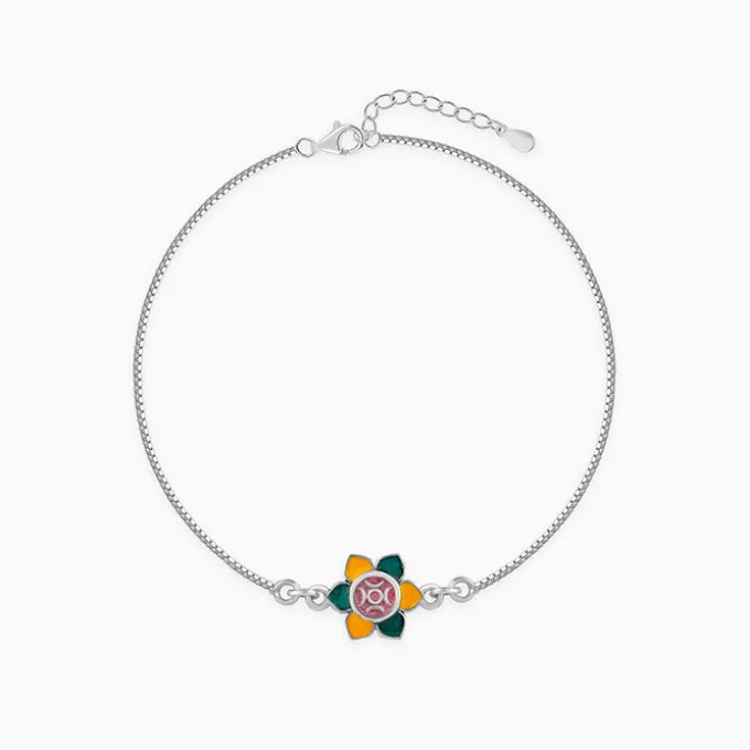 Silver Floral Bracelet Rakhi