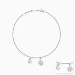 Silver Floral Charm Anklet