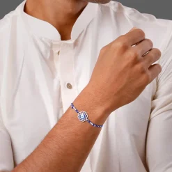 Silver Floral Evil Eye Rakhi