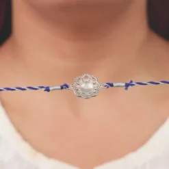 Silver Floral Evil Eye Rakhi
