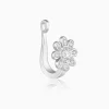 Silver Floral Fantasy Nose Pin (Clip On)
