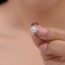 Silver Floral Fantasy Nose Pin (Clip On)