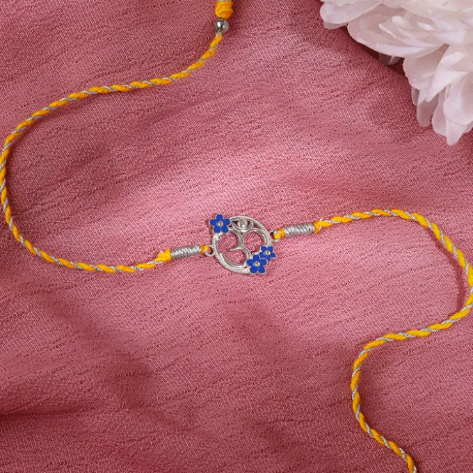 Silver Floral Omkara Rakhi