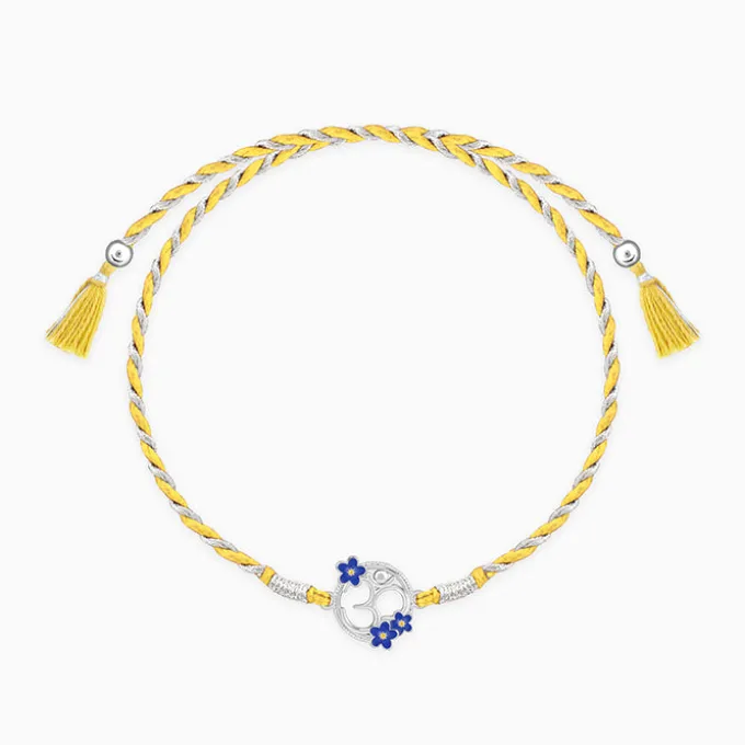 Silver Floral Omkara Rakhi