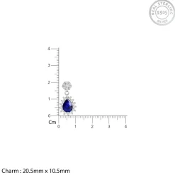 Silver Floral Royal Blue Drop Pendant