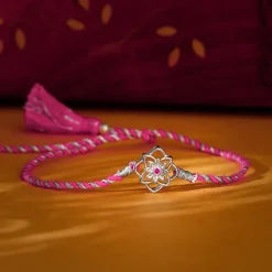 Silver Floral Sparkle Rakhi