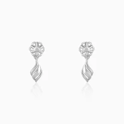 Silver Floral Twist Earrings