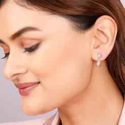 Silver Floral Twist Earrings