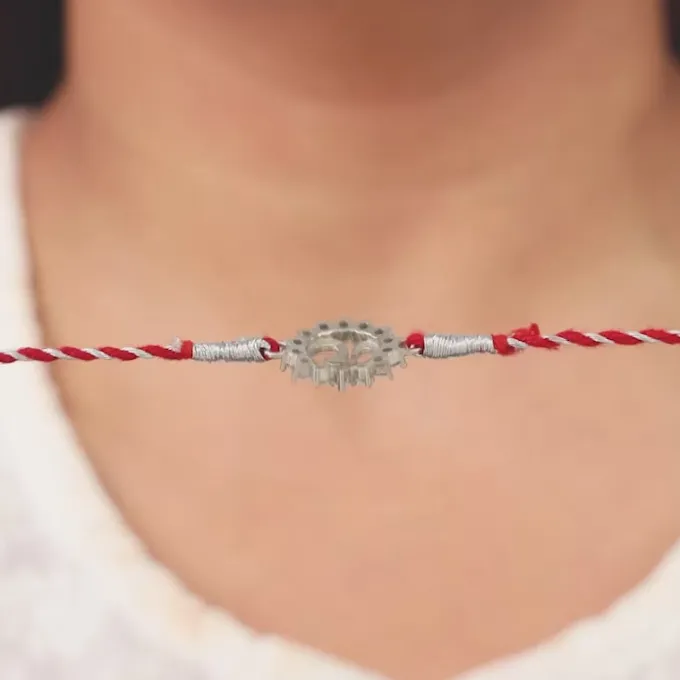 Silver Floret Om Rakhi