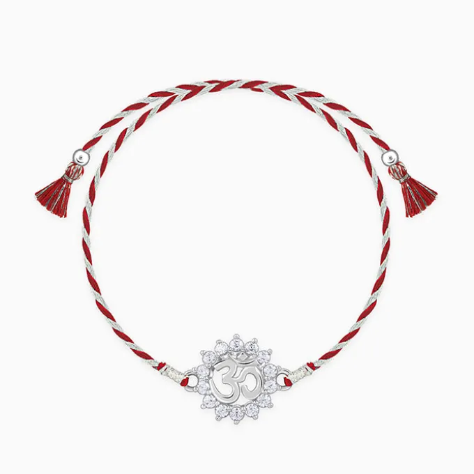 Silver Floret Om Rakhi