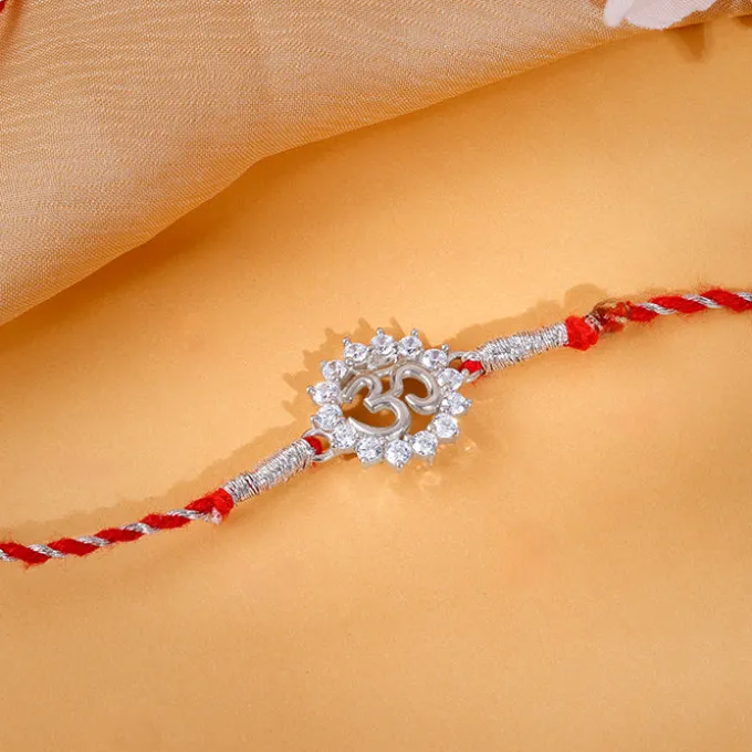 Silver Floret Om Rakhi