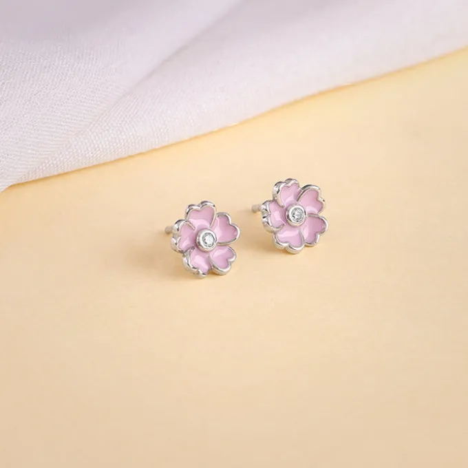 Silver Flower Fling Kids Earrings