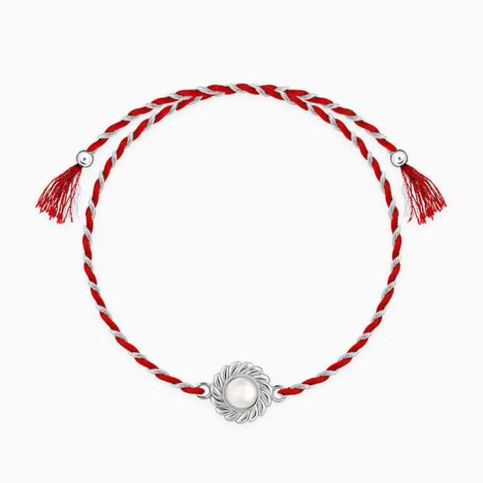 Silver Flower Pearl Rakhi