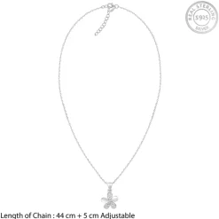 Silver Flower Pendant With Link Chain