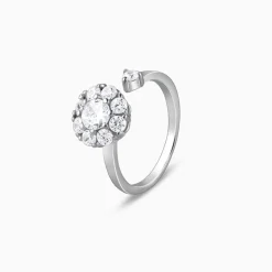 Silver Flower Twist Ring