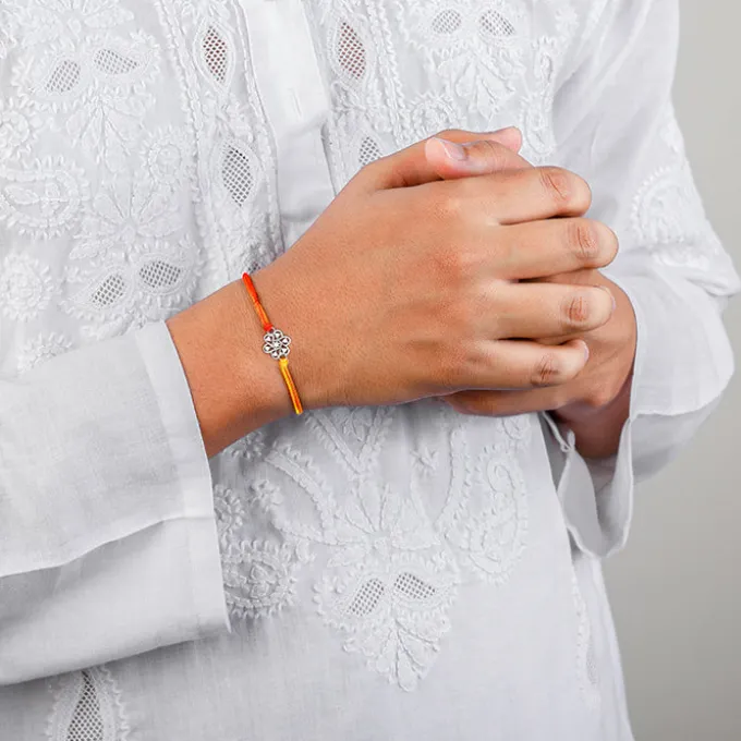 Silver Flowery Rakhi