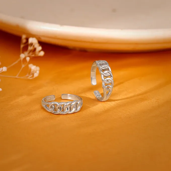 Silver Flowing Links Toe Rings