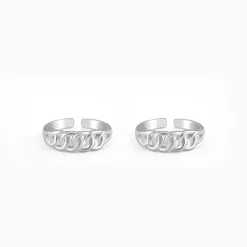 Silver Flowing Links Toe Rings