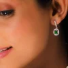 Silver Forest Green Drop Earrings