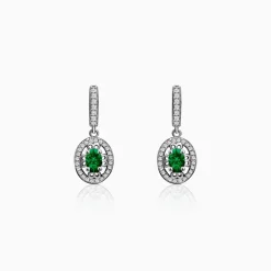 Silver Forest Green Drop Earrings