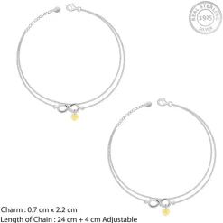 Silver Forever Heart Layered Anklet